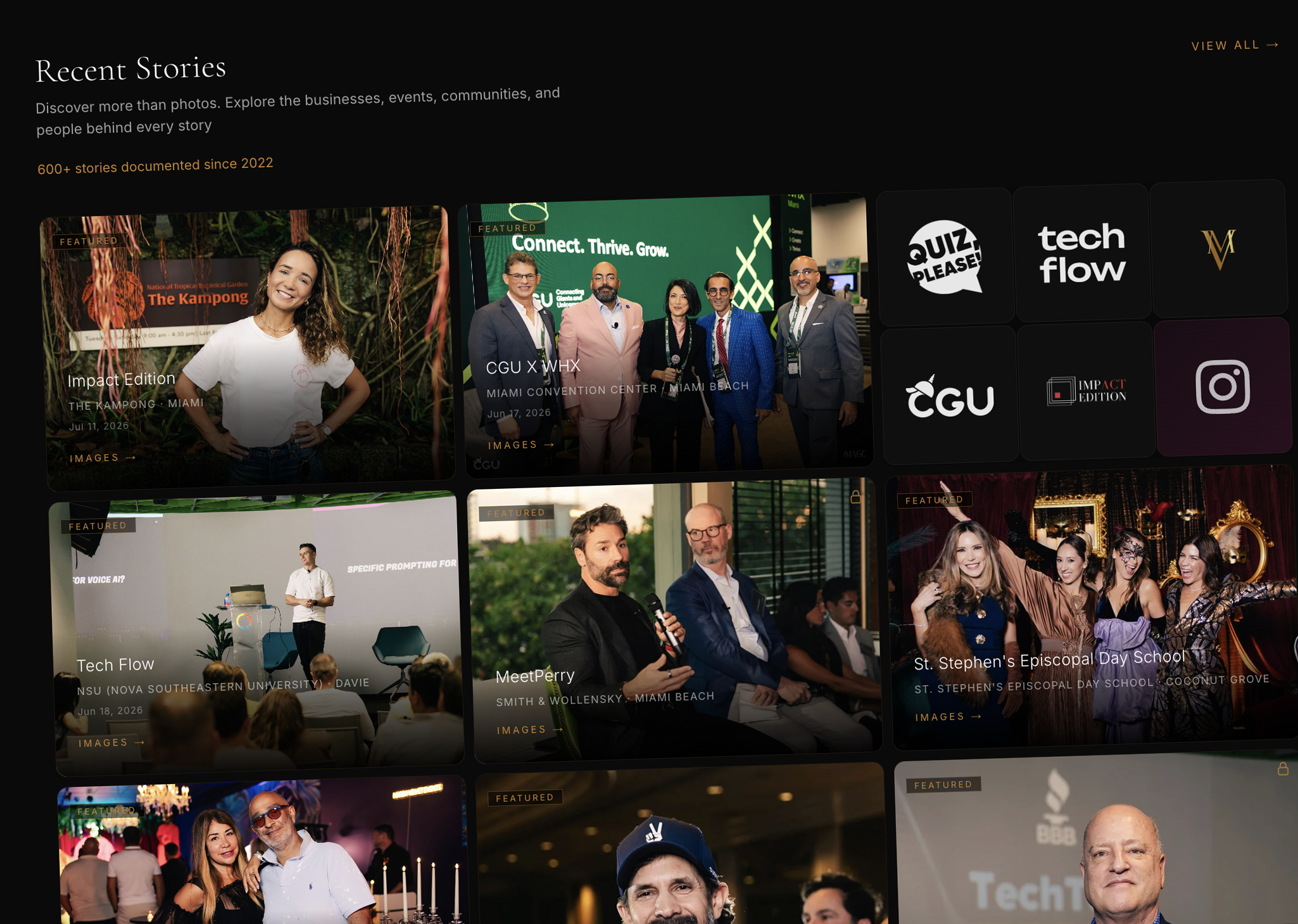 Organizer connected to events, venues, businesses & sponsors
